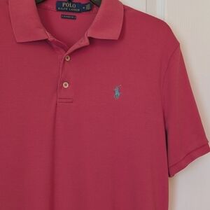 Ralph Lauren Deep Coral Short Sleeve Polo Shirt. Size Medium
